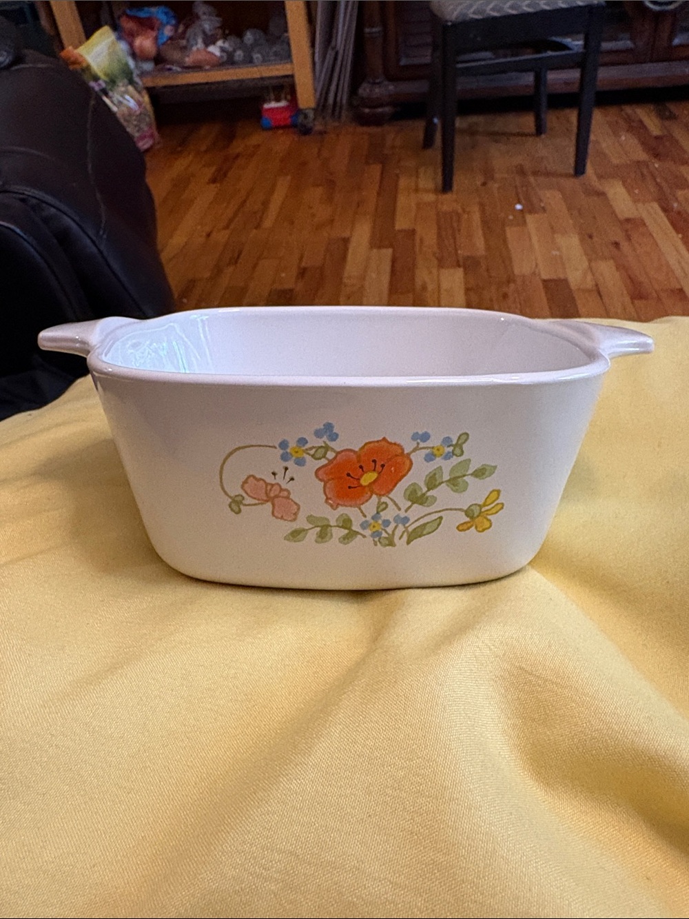 Corningware Ceramic Baking Dish with Orange Wildflower 2 3/4 Cup Floral Design